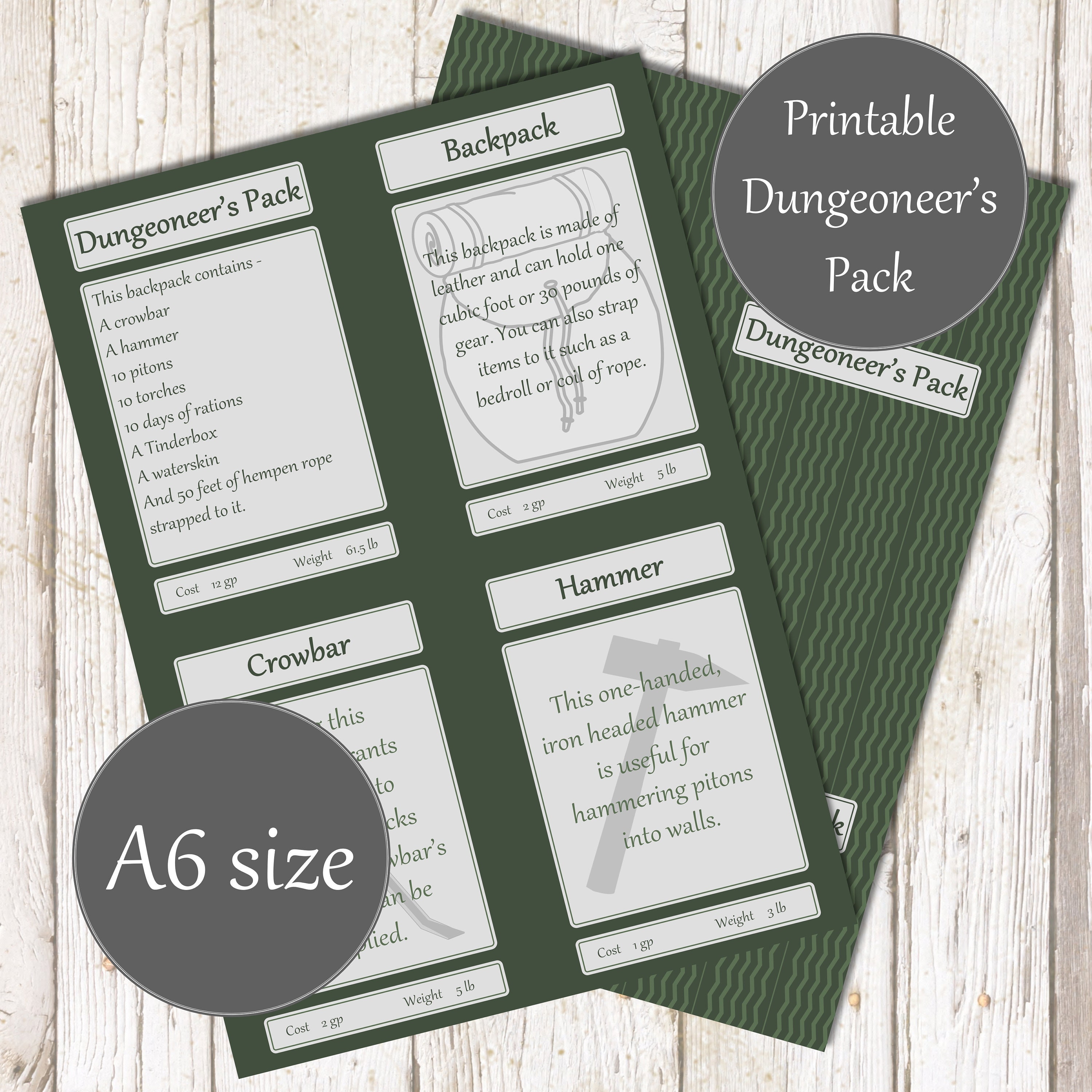 Buy Printable Dungeoneer Pack for Dnd 5e, Great Player and DM Tool