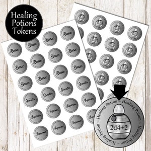 Poción de fichas curativas para DnD 5e para descargar e imprimir, excelente herramienta DM