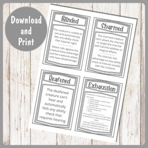 DnD Condition Cards for your campaign - Printable