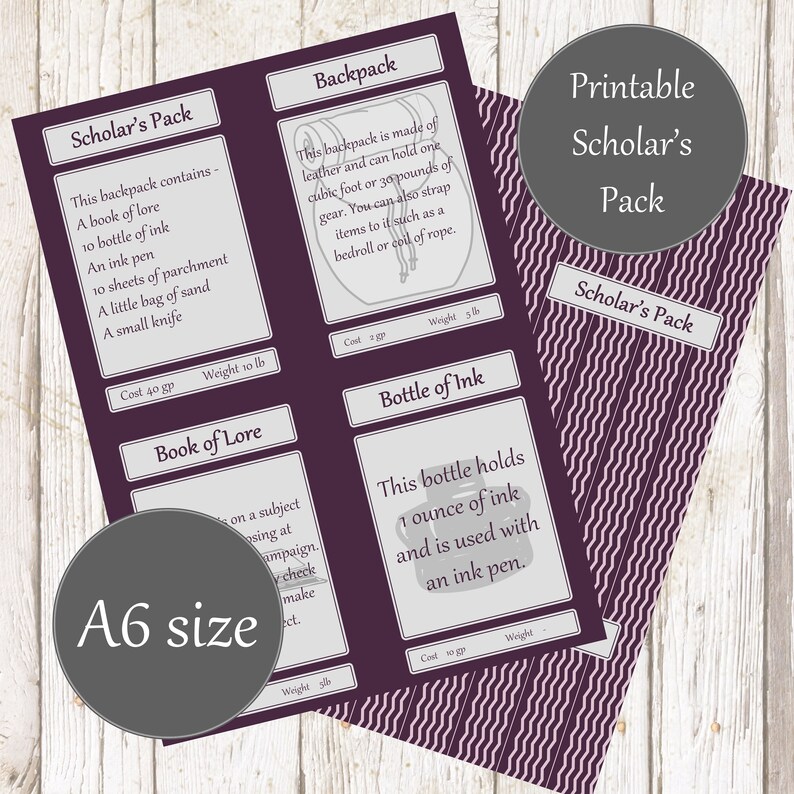 Buy Printable Scholars Pack for Dnd 5e, Great Player and DM Tool ...