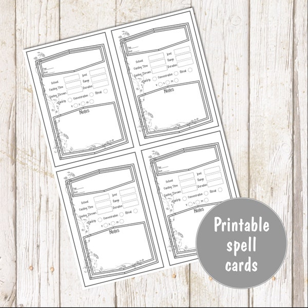 Spell Cards for your DnD Campaign - Printable