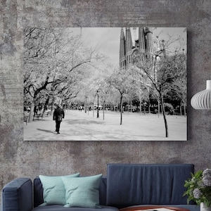 La Sagrada Familia Barcelona Black and White Photograph Print
