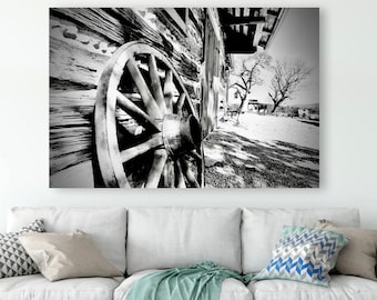Wagon Wheel Luray Virginia Black and White Photograph Digital Download Print at Home