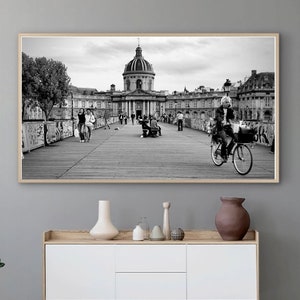 Pont des Arts Institut de France Paris Black and White Samsung Frame TV Art Digital Download