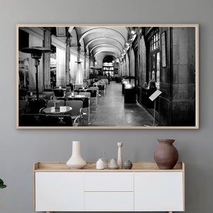 Restaurant Barcelona Spain Black and White Samsung Frame TV Art Digital Download