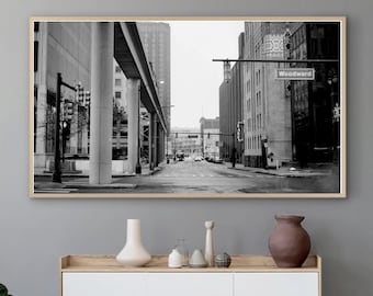 Woodward Avenue Detroit Black and White Samsung Frame TV Art Digital Download