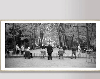 Men Playing Bocce at the Jardin du Luxembourg Paris Black and White Photograph Print