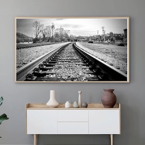 Railroad Tracks Lynchburg Virginia Black and White Samsung Frame TV Art Digital Download