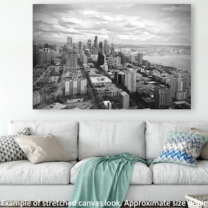 Seattle Skyline Black and White Photograph Print