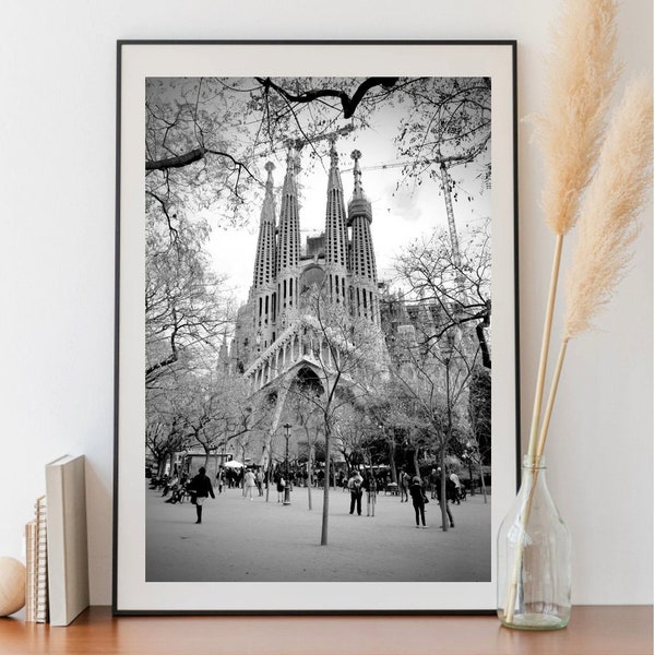 La Sagrada Familia Barcelona Black and White Photograph Print