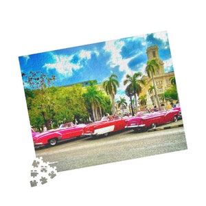 Various Classic Cars at a Taxi Stand Havana Cuba Color Puzzle (110, 252, 500, 1014-piece)