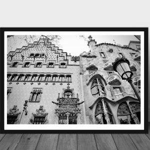 Casa Batlló Up Close Barcelona Black and White Photograph Digital Download Print at Home