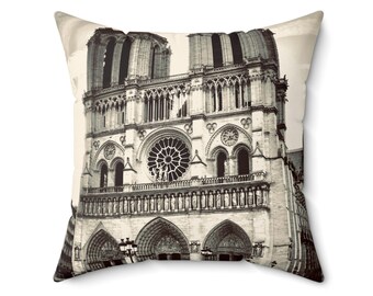 Notre Dame Cathedral Paris France Spun Polyester Square Throw Pillow
