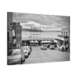 Pike Place Market Puget Sound Seattle Washington Stretched Canvas Photograph Print Ready to Hang