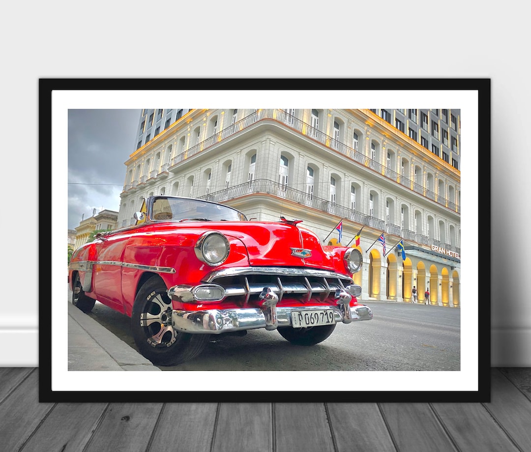 Classic Car Candy Apple Red Chevy Bel Air Havana Cuba Color Photograph