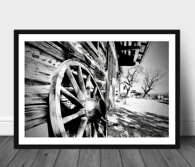 Wagon Wheel Luray Virginia Black and White Photograph Digital Download Print at Home image 2