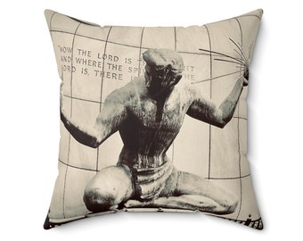 Spirit of Detroit Monument Detroit Michigan Spun Polyester Square Throw Pillow