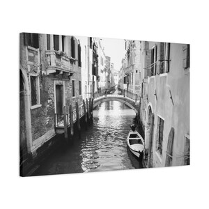 Tranquil Canal Venice Italy Stretched Matte Canvas Photograph Print Ready to Hang