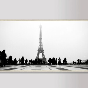 View of Eiffel Tower from Place du Trocadero Black and White Photograph Digital Download Print at Home