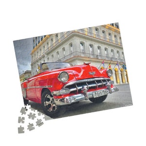 Classic Car Candy Apple Red Chevy Bel Air Havana Cuba Color Puzzle (110, 252, 500, 1014-piece)