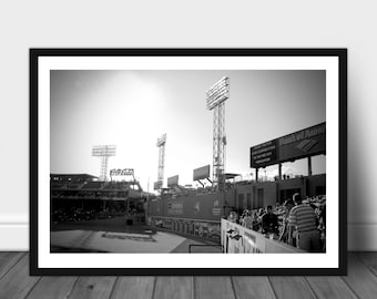 Fenway Park Green Monster Daytime Boston Red Sox Black and White Photograph Print