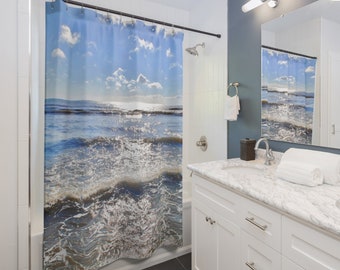 Rolling Waves on the Beach Color Photography Shower Curtain