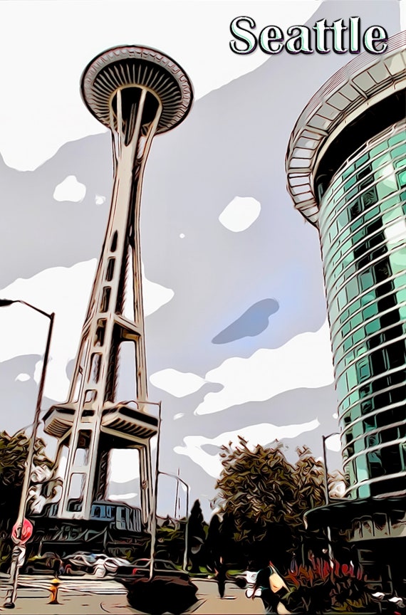 Tapisserie Murale Space Needle Seattle - 152 X 102 Cm, Impression HD, Tissu Polyester, Décoration Chambre