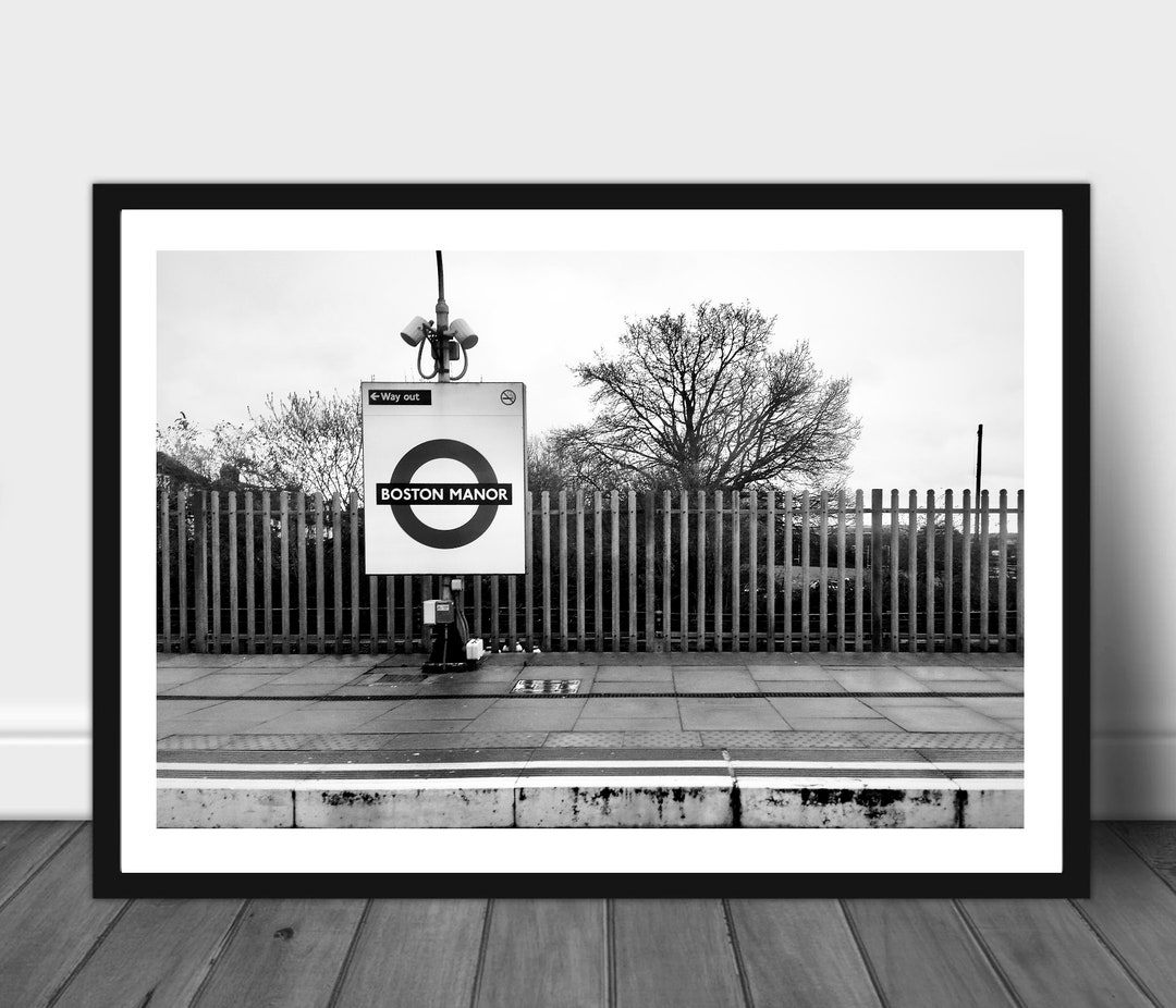 Boston Manor Tube Stop Platform London England Black and White Etsy