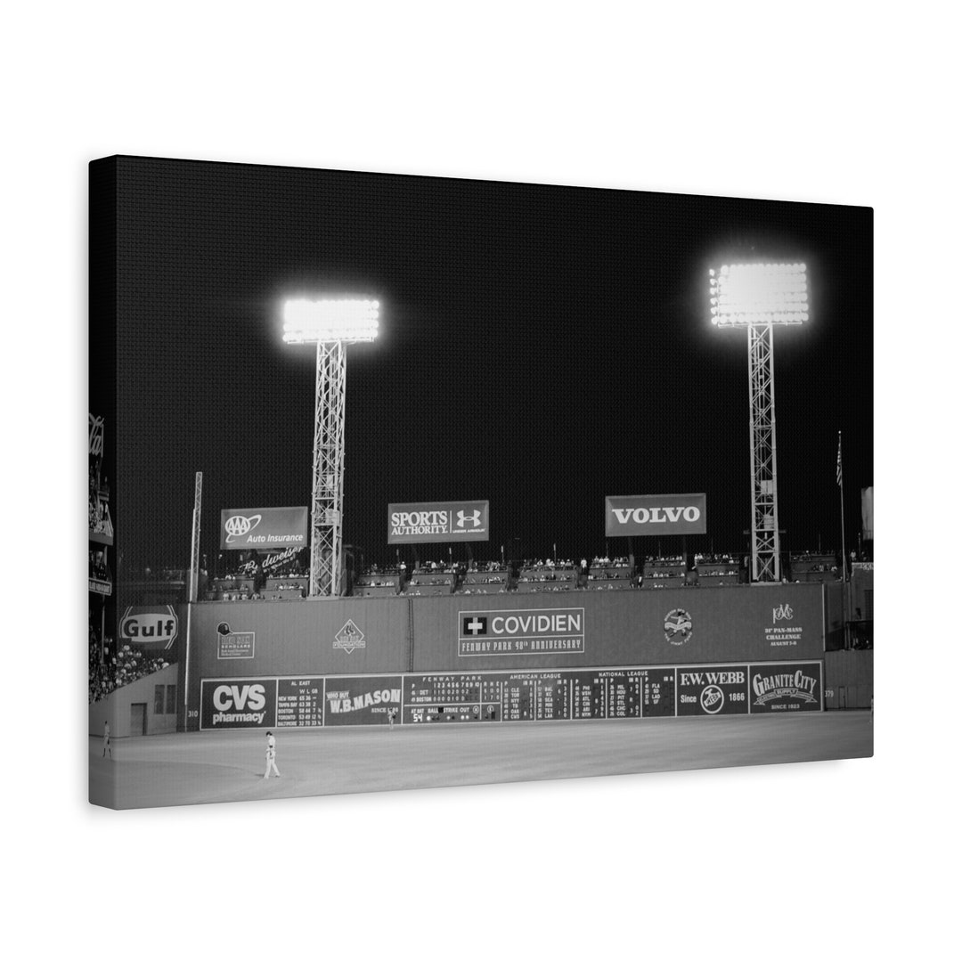 Fenway Park Green Monster at Night Boston Red Sox Stretched Matte ...