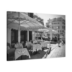 Restaurant Patio Venice Italy Stretched Matte Canvas Photograph Print Ready to Hang
