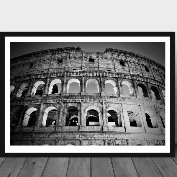 Colosseum Up Close Rome Black and White Photograph Digital Download Print at Home