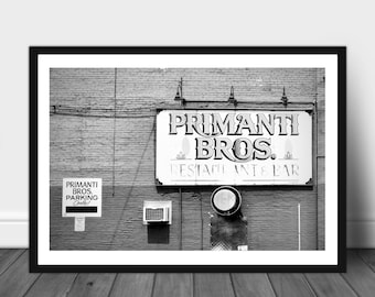 Primanti Brothers Parking Sign Pittsburgh Pennsylvania Black and White Photograph Print