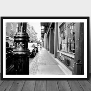 Boston Beacon Hill Sidewalk Black and White Photograph Print