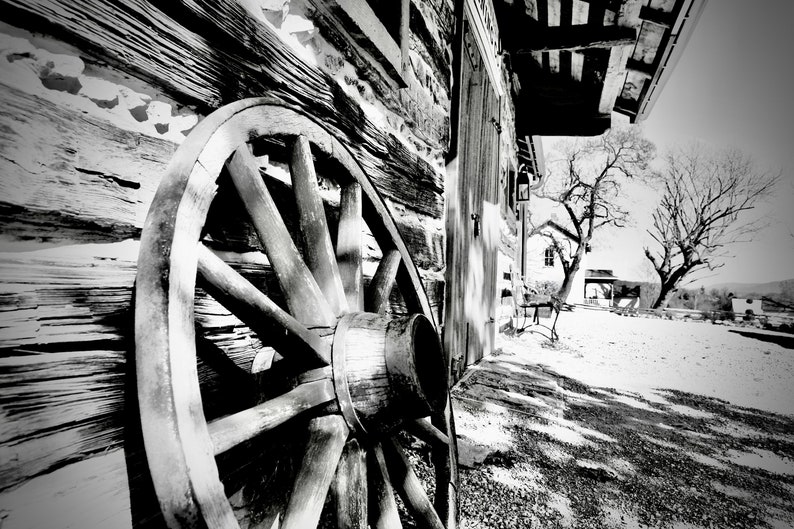 Wagon Wheel Luray Virginia Black and White Photograph Digital Download Print at Home image 3