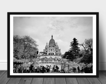 Sacre Coeur Basilica Black and White Photograph Digital Download Print at Home