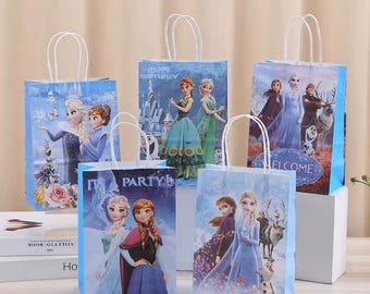 Bolsa de papel para regalo de cumpleaños infantil de la serie Frozen Princess Elsa, bolsa de embalaje para regalo de cumpleaños, bolsa de golosinas
