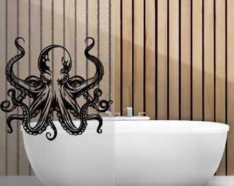 Octopus Decal - Giant Octopus Wall Sticker - Octopus Tentacles Decal - Octopus Vinyl Wall Sticker - Octopus Wall Decal Bathroom