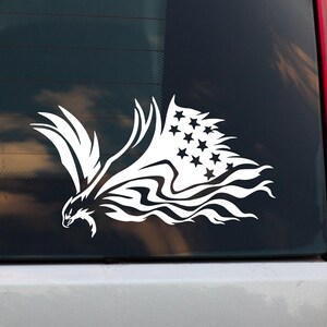 Amerikaanse vlag stickers Adelaar bumpersticker gemaakt in de VS autostickers vrachtwagenstickers - laptopstickers raamstickers - wit vinyl decal