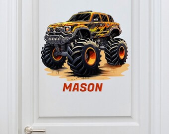 Monster Truck Wall Decal Cars Wall Decals for Kids Rooms Colorfull Monster Truck Stickers Monster Truck Bedroom Decor for Boys Design