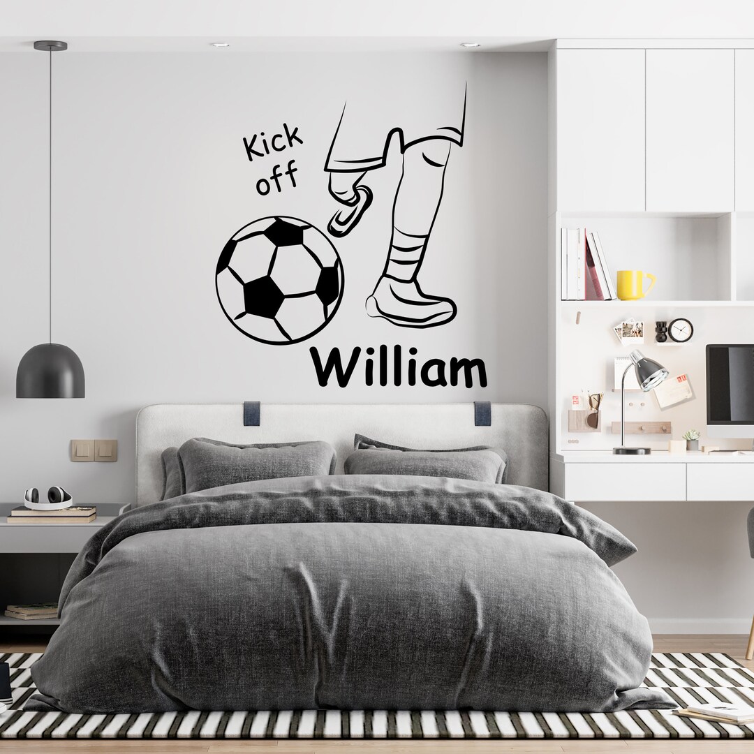 Soccer Wall Decor With Player Kicking off a Ball Personalized Soccer Player Vinyl Sticker Easily