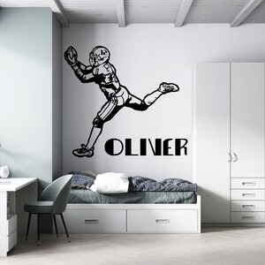 American Football Quarterback Silhouette Wandtattoo Junge Name auf Sport Wandtattoo mit American Football Team Spieler
