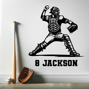 Custom Baseball Wall Decal Personalized Sports Stickers for Boys Room Baseball Decals for Boys Room BasVinyl Wall Stickers Personalized