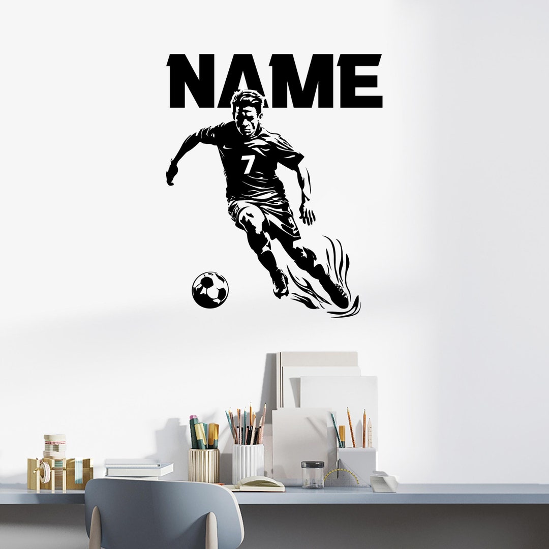 Soccer Player Wall Decals - Custom Name Wall Decal Soccer - Custom ...