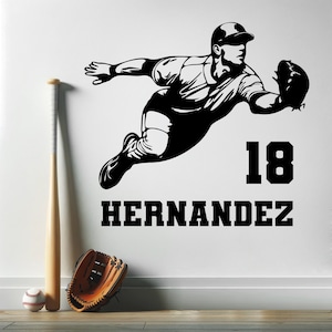 Custom Baseball Player Wall Decal Personalized Baseball Name Decal for Wall Personalized Baseball Wall Stickers Bedroom