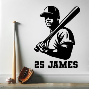 Baseball Wall Decals Personalized Baseball Player Name Sticker for Walls Custom Baseball Name Decal Personalized Baseball Decal for Boys