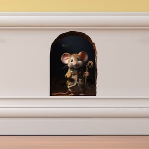 Mouse Hole Decal, 3D Wall Stickers Mouse Hole Wall Sticker Decal for Baseboard Mouse Reading Sticker Mouse Hole Wall Decal