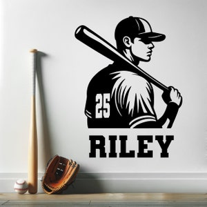 Personalized Baseball Wall DecalCustom Name Decals for Walls Boys Vinyl Wall Decal with Baseball Player Custom Name Decor for Bedroom