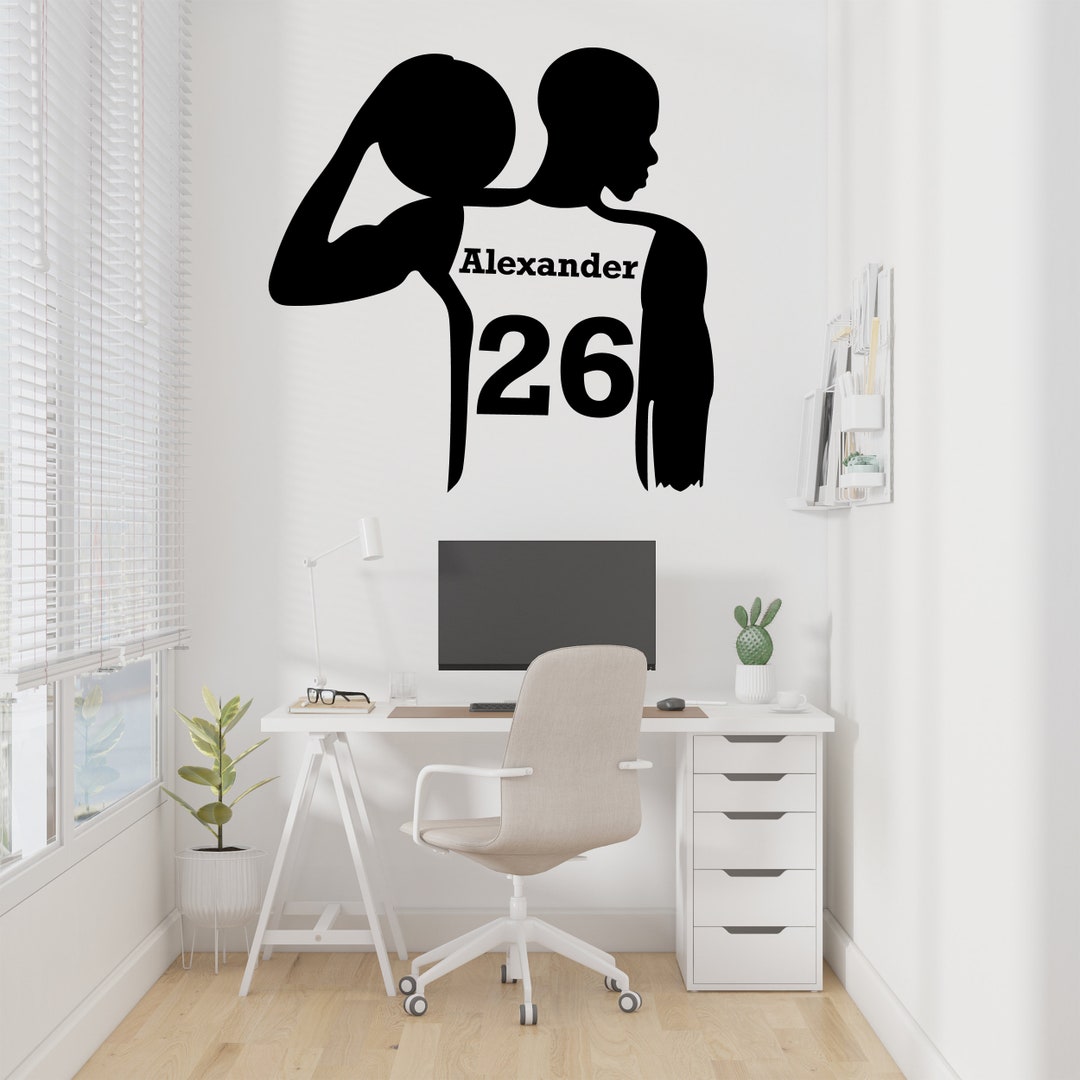 Boys Name Wall Decal With Player Holding Ball on His Shoulder ...