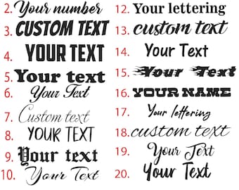 Personalized Sticker with Your Own Name Custom Text Number - Waterproof Vinyl Decal for Car Windshield, Bumper, Motorcycle, Boat, Doors