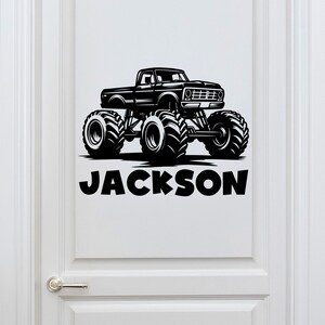 Persomalized Monster Truck Stickers - Monster Trucks Custom Decor for Boys Room - Personalized Name Wall Decal with Monster Truck